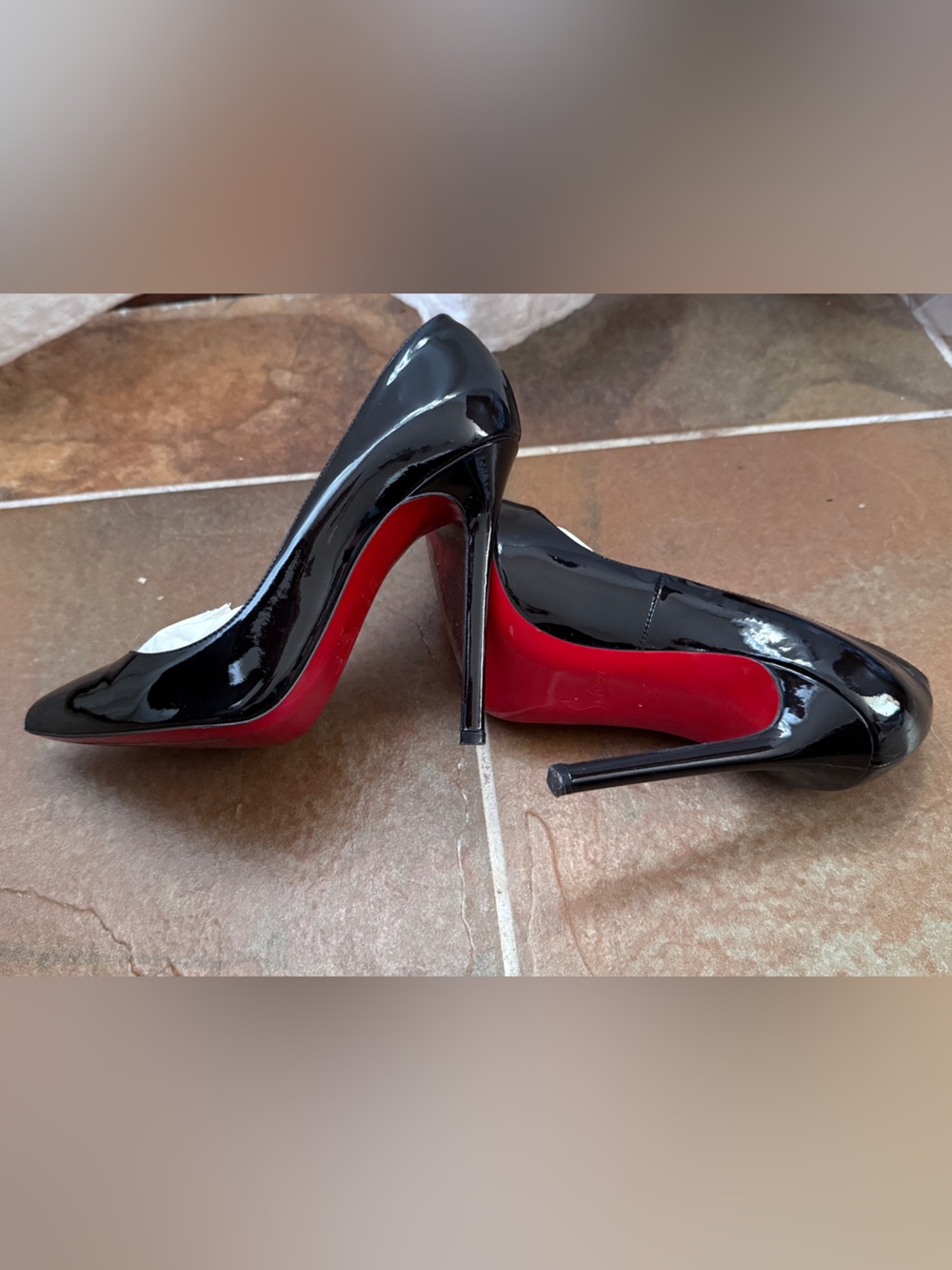 Christian Louboutin Black Patent Pumps with Red Soles